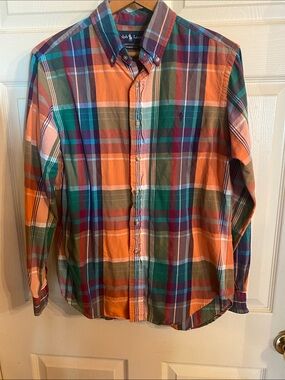 Ralph Lauren Multicolor Orange Green Plaid Button-Down Shirt
